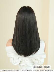 7JHH WIGS 20 英寸分层中长深棕色女士假发，优雅蓬松的全刘海合成假发，自然柔软耐热纤维假发，适合日常佩戴，初学者无胶假发配饰，母亲节礼物 - Dark Brown - 查看 4