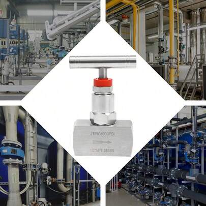 Stainless Steel 316 Straight Needle Valve, 1/2" NPT Female Connection, Up To 6000 PSI, 2 Port Heavy Duty Industrial Hydraulic Flow Control Valve For Piping Needs