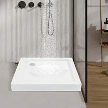 36x36" Anti-Slip Shower Pan With Center Drain - Modern White Design For Easy Installation And Enhanced Safety - White - View 2