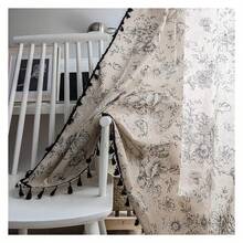 Bohemian Curtains 84 Inch Length, 2 Panels Floral Drapes For Living Room, French Country Farmhouse Window Treatments, Semi Sheer Cotton LinenToile Curtains - 多色166 - 查看 1