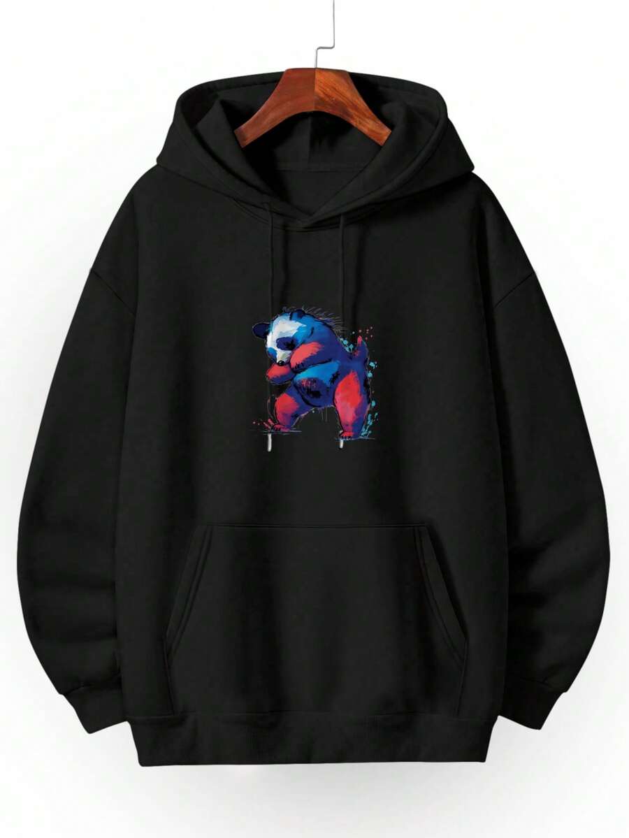 Nueva sudadera con capucha de otoño para hombres, ajuste holgado, versátil, estilo moderno, chaqueta de manga larga estilo pareja - Negro - Ver 1