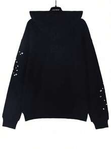 Star Hoodie For Men Y2K Sp5der Hoodie Sweatshirt Letter Print Graphic Casual Long Sleeve Pullover Tops Sweatshirt Streetwear - màu đen - Xem 3