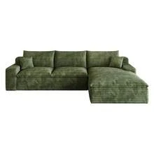 LUCKHAO 106" Cloud Sectional Couch With L-Shape Chaise, Modern Modular Comfy Sofa Chaise Longue, Upholstered Corduroy Couches Sleeper With Deep Seat For Living Room Bedroom, No Assembly Required - 右向躺椅+2座(綠色) - 查看 9