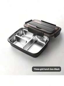 1 buah Kotak Bekal Stainless Steel, 1 buah Kotak Bekal Anti Bocor Stainless Steel 304 Tahan Lama, Kotak Bento 3 Kompartemen, Dilengkapi dengan Peralatan Makan Stainless Steel, Mudah Dibersihkan, Ideal untuk Sekolah dan Kerja - MultiWarna - View 4