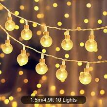 1 pieza Luces de cadena de bola de cristal LED, luces de decoración de ambiente para carpa de camping al aire libre, lámpara de bola de cristal, decoración para habitación, patio exterior