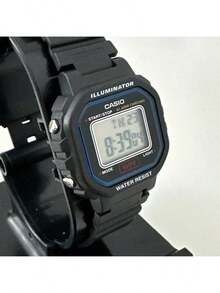 Casio 系列女士电子手表，黑色表壳黑色表带，LED夜光腕表，时尚配饰，品牌礼品，适合学生、日常休闲、运动健身、通勤等多种场合，多功能电子手表，秒表，闹钟，日历，电池续航时间长，树脂表带，轻巧便携，时尚女士电子手表，小巧黑色手表，LA-20WH-1C - 黑色 - 查看 4