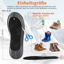 Full Foot Coverage USB Powered Adjustable Heated Insoles, Warm Shoe Pads For Winter - Black - View 3