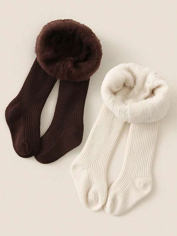 1/2 paia di leggings termici per bambini/ragazze/bambini, in colore unito o a righe semplici, moda spessa e calda, morbidi e comodi, adatti per l'autunno/inverno, per uso quotidiano o come regalo