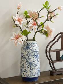 Wazon porcelanowy w kolorze niebieskim i białym, duża ceramiczna ozdoba, kreatywny stolik do herbaty, salon, woda odżywcza, kompozycja kwiatowa, ekskluzywny, nowy wazon w stylu chińskim