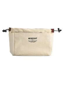 Travel Light & Organize Smart: Durable Multifunction Canvas Bag With Drawstring & Handy Pockets Back To School Supplies Back To School Essentials - Beige - View 9