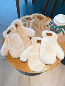 New Winter Warm Gloves For Men And Women Thickened Velvet Imitation Rabbit Fur Windproof Warm Gloves - Multicolor - View 1