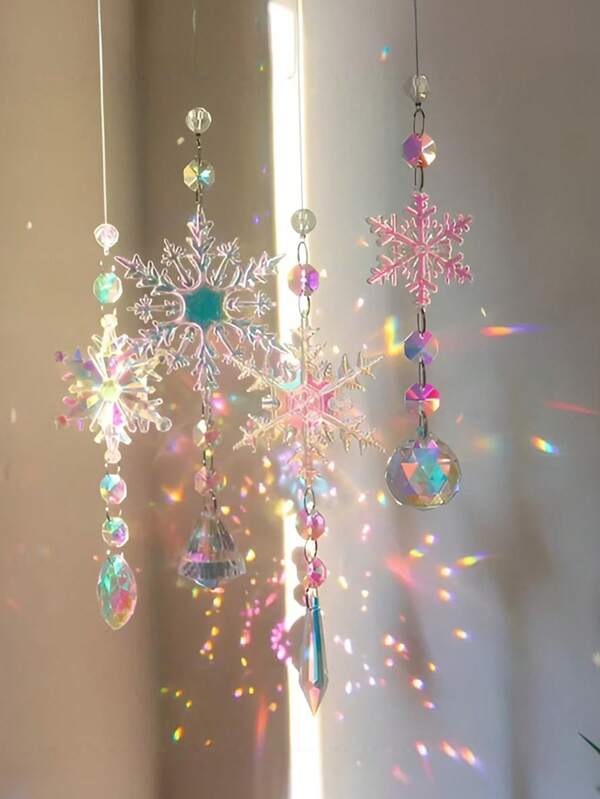 Exquisite Glass Crystal Snowflake Ornaments - Dazzling Xmas Tree Winter Decorations With Elegant Style And Colorful Design - For Weddings, Anniversaries, Birthdays, & Christmas - Perfect Gift For Holiday Celebrations