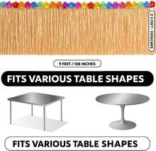 GIFTEXPRESS - Falda de mesa para fiesta hawaiana, Luau Luau Luau Libiscus de 2,7 m para fiesta hawaiana, suministros de fiesta Luau, decoración de fiesta de Luau, fiesta de cumplea?os  (hierba de heno natural) - albaricoque - Ver 3