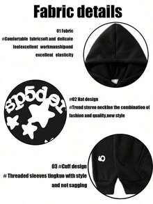 Star Hoodie For Men Y2K Sp5der Hoodie Sweatshirt Letter Print Graphic Casual Long Sleeve Pullover Tops Sweatshirt Streetwear - màu đen - Xem 7