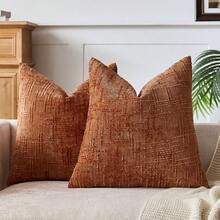 1pc Neutral Chenille Pillow Cover, Soft Textured Decorative Throw Pillow Case, Suitable For Sofa, Bed, Home Decor, 45 X 45 Cm - Orange - View 10
