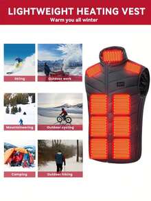 Unisex Intelligent Heated Vest, 27 Heating Zones, 3 Temperature Settings, Lightweight Sleeveless Jacket, Suitable For Running, Training, Hiking, Cycling And Daily Winter Wear (Battery Pack Not Included)