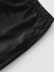 全新男士时尚休闲大码短袖短裤睡衣套装 - 黑色 - 查看 8