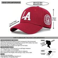 1個中性字母刺繡棒球帽，適用於春秋戶外旅行、沙灘度假、街頭，可調節遮陽休閒帽 - 酒紅色 - 查看 4