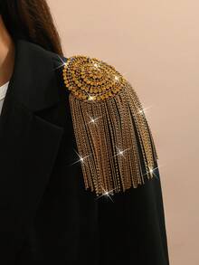 1pc Fashionable Silvery Women's Shoulder Patch Brooch, Multifunctional, Exquisite, Elegant, And Unique Personalized Luxury Men's Epaulette Accessories, Suitable For Daily Business Commuting