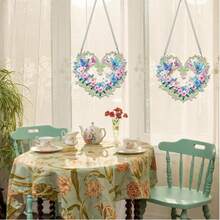 2D/Acrylic Diamond Art Hanging Sun Catcher - Butterfly Heart Floral Pattern, Vibrant Colors, Suitable For Living Room, Bedroom Or Entryway Coastal Wall Decor, Coastal Home Decor | Window Decor | Exquisite Craftsmanship, Butterfly Decor - Multicolor - View 6