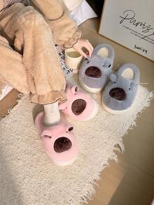 Unisex Home Slippers, Warm Winter Couple's Style, Fluffy Shoes, Thick-Soled And Comfortable Capybara Capybara Home Shoes