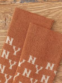 1 Pair Women's Long Socks, Ins Korean Style NY High Tube Socks, Retro College Style, Autumn/Winter