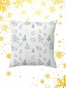 1 pieza Funda de almohada navideña rústica - Impresa con diseño de escena invernal, cierre con cremallera, lavable a máquina, adecuada para sofá, sala de estar, decoración de dormitorio, decoración estacional de sofá, funda de almohada festiva, almohada con cremallera