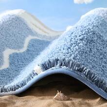 1pc Dajang Plush Bath - Non-Slip, Absorbent, Washable Polyester With TPR Backing, Beach & Footprint Design, Bathroom & Home Decor,, Bathroom, Bathroom Abstract, Bathroom Accessory