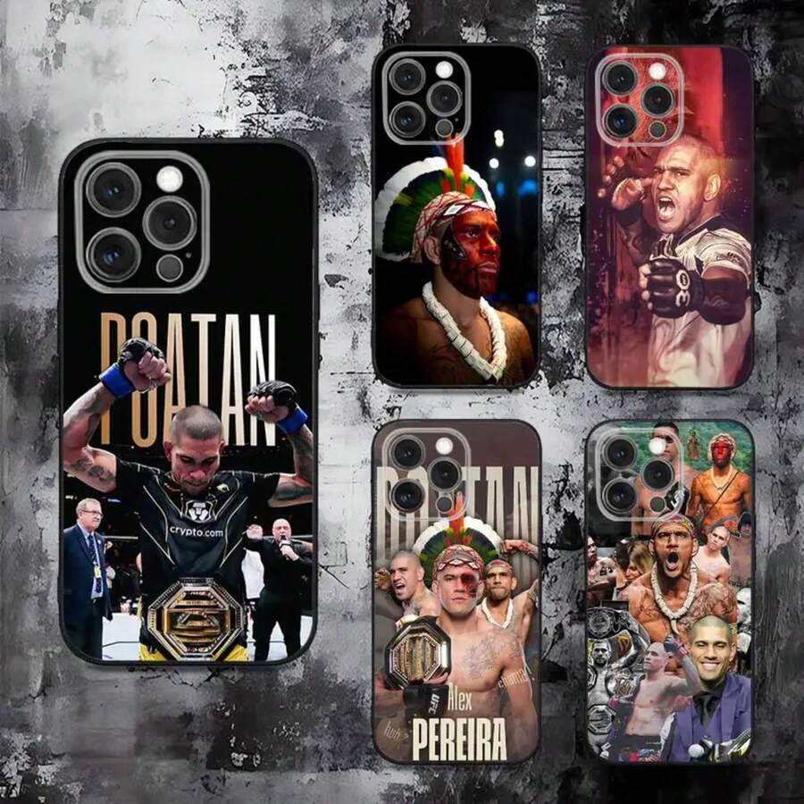 Coque de téléphone compatible avec Alex Pereira, kickboxeur brésilien, pour les modèles 16, 15, 14, 13, 12, 11, Pro, Max, Plus, X, XS, SE, E, Mini. Étui en silicone souple noir. Coque compatible avec les modèles 17 Pro, 17 Pro Max, 17. - Z8 - Voir 1