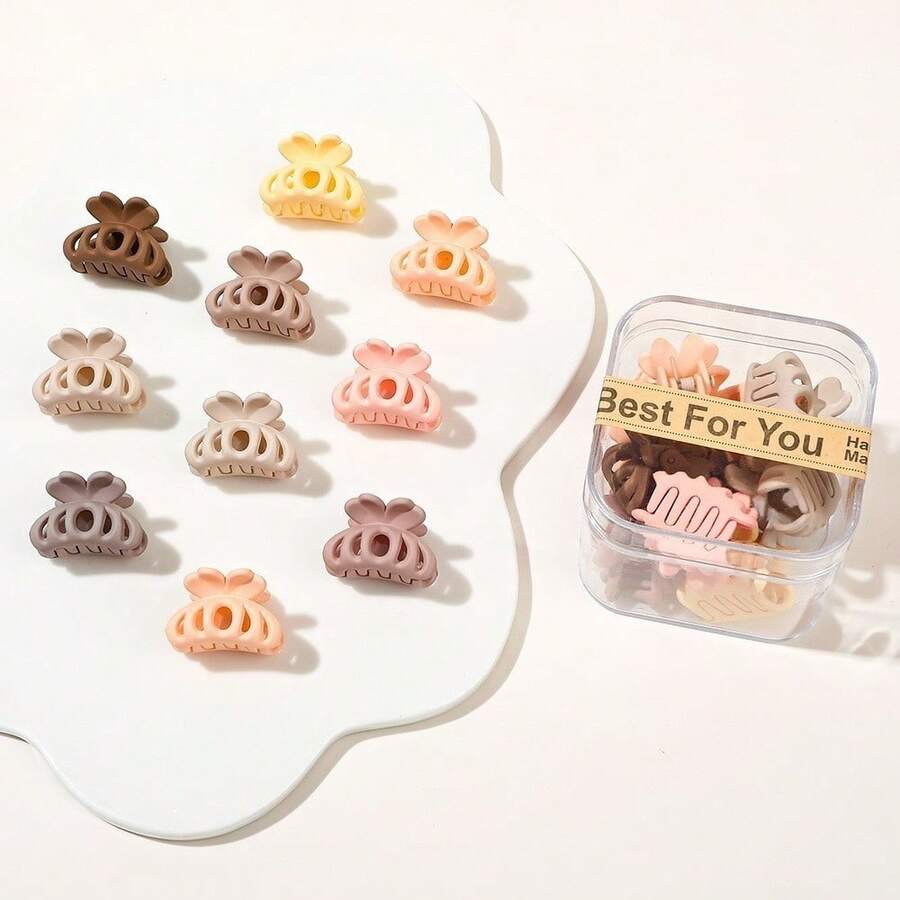 10 piezas Clips de pelo de estilo princesa de plástico ABS de unicolor, aleatorio, pequeño y lindo para Navidad, accesorios de moda para el cabello, clips para el flequillo, accesorios de invierno para el cabello