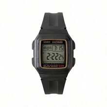 Unisex Retro Digitaluhr, Studentenuhr, leichte Lässig Quarzuhr, 10 Jahre Batterielebensdauer, wasserdichte Armbanduhr, geeignet für Alltag, Sport, Büro, Studium, klassisches Basismodell für Herren und Damen, Jugendliche, schwarzes quadratisches Zifferblatt, Casio F-201WA-9A - Hellorange - Übersicht 3