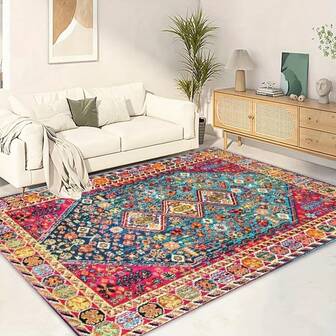 Alfombra con estampado floral ultra suave - Antideslizante, lavable a máquina, adecuada para la decoración de la sala de estar y el dormitorio - Ideal para la decoración del hogar - Apta para todas las estaciones - Regalo perfecto de inauguración de la casa Alfombra de cocina