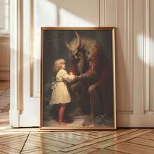 1 pièce Impression sur canevas de Krampus, décoration murale de Noël effrayante, convient pour la décoration de la maison, de la chambre, du salon, de la salle de bain, décoration murale, décorations de Noël pour la maison, avec option de cadre mural
