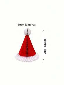 3pcs-Christmas Decoration Honeycomb Santa Hat, Christmas Party Ornament Honeycomb Ball For Holiday Mall Home Office Christmas Tree,Christmas Hat Christmas Tree Paper Honeycomb Ball Christmas Tree Honeycomb Bells Christmas Holiday Mall Party Decoration Set Paper Flowers,Classic Christmas Hat Honeycomb Ball Ornaments - Perfect For Holiday Party & Mall Decor, No Power Needed - Multicolor - View 13