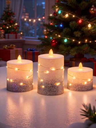 LED Simulated Candle String Lights, Powdered Candle Music Concert Atmosphere Decorative Lights, Desktop Decor Accessories