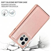 For  13 Pro Max Case With Card Holder, Wallet Case For Women Men,Phone Case  13 Pro Max Case With Stand And Strap,Leather Shockproof Protective Cover- Rosegold{"Color_name":"B-RoseBold"} - 多色9 - 查看 6