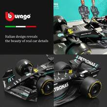 Burago 1/43比例 2025赛季梅赛德斯-AMG F1车队W14 E和2024赛季W15赛车模型，合金材质，44号刘易斯·汉密尔顿，带展示盒，合金展示品，万圣节、圣诞节和生日礼物 - W14-#44 - 查看 4