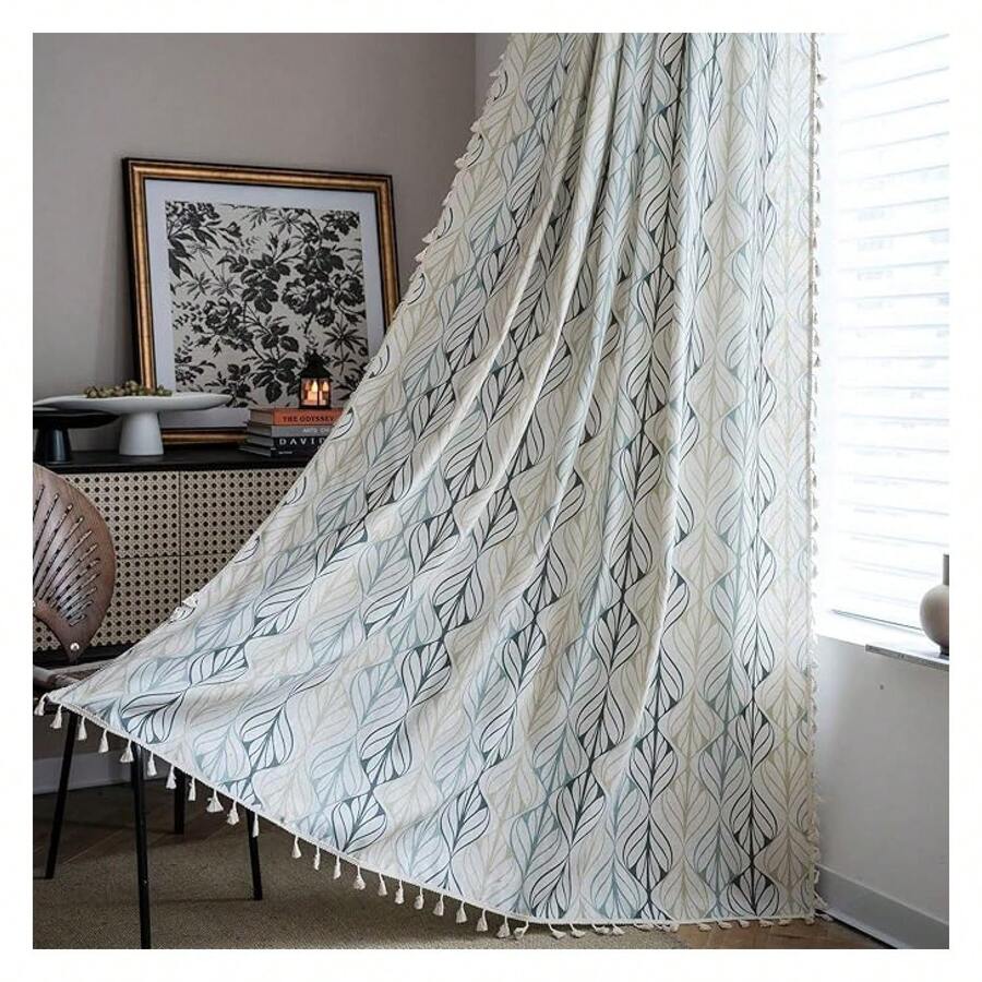 Boho Curtains 84 Inch Length, 2 PanelsSemi Sheer Drapes, Tassel Rod Pocket Bohemian Window Treatment For Bedroom, Living Room, Farmhouse Dcor - Multicolor 167 - View 1