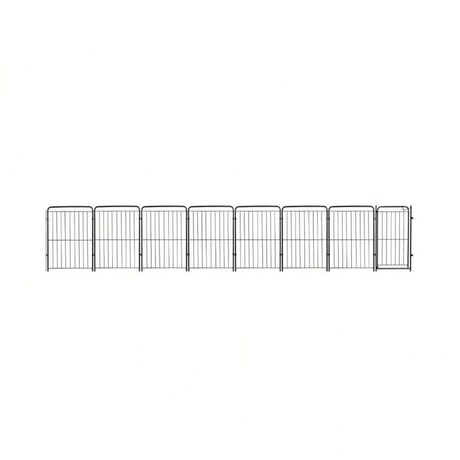 Cercado Pet Dobrável 525X82cm com 7 Módulos + Portão - Preto - Visão 1