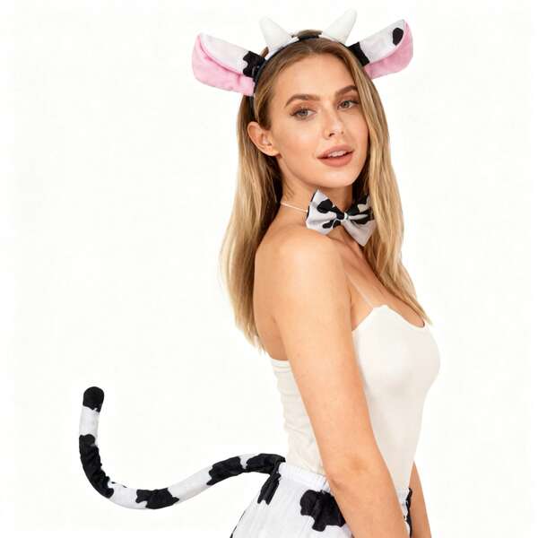 New Arrival Stylish Simple Versatile Exaggerated Cute Animal Cow Horn Ear Headband, Fashionable Headdress For Costume Party, Stage Performance, Makeup, Cosplay, Halloween