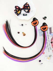 Pinza para el cabello con diseño de calabaza de dibujos animados, estilo clásico y creativo con forma de calabaza en colores naranja, negro y morado, accesorio esencial para el cabello en Halloween
