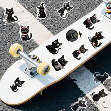 56 piezas de pegatinas de la serie de gatos negros de dibujos animados, adecuadas para scrapbooking, diarios, portátiles, botellas de agua, coches, etc. Diseño basado en la fe con mensajes positivos, gran regalo