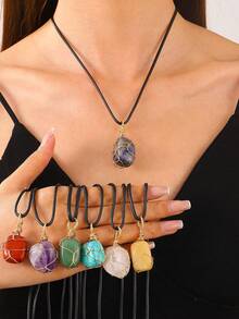 1件天然石项链，图案随意，心形吊坠，水晶，玫瑰石英，心形，精致奢华女士项链。由于宝石的天然特性，可能存在色差。 - 愛心 - 查看 15