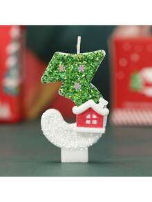 1 pieza Vela de cumpleaños con número azul de 0 a 9 con diseño de copo de nieve, ideal para fiestas de cumpleaños, decoraciones navideñas y regalos de Navidad