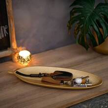 Leaf Wooden Decorative Tray: Leaf Shaped Wood Key Tray Decor Plate Bowl Candle