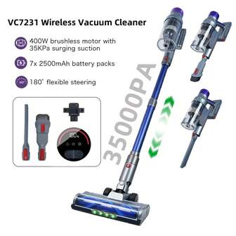 400W Household Appliances Portable Standing Vacuum Cleaner Handheld With 35Kpa Strong Suction Cordless Vacuum Cleaner