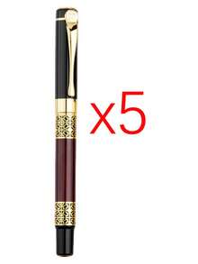 Customized Text Logo Metal Pearl Pen Set With Refill And Gift Box, High-End Business Pen, Groomsman Gift, Metal Hollow Carved Business Neutral Pen, Student Calligraphy Pen, Adult Business Office Wood Grain Signature Pen, Perfect Gift For Teachers, Parents, Friends, Groomsmen - Multicolor - View 22