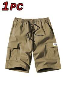 男士休闲工装短裤，多色涤纶，抽绳腰部，可调节肩带，松紧腰身，多个口袋，适合健身房、锻炼、休闲活动，耐用面料，宽松短裤