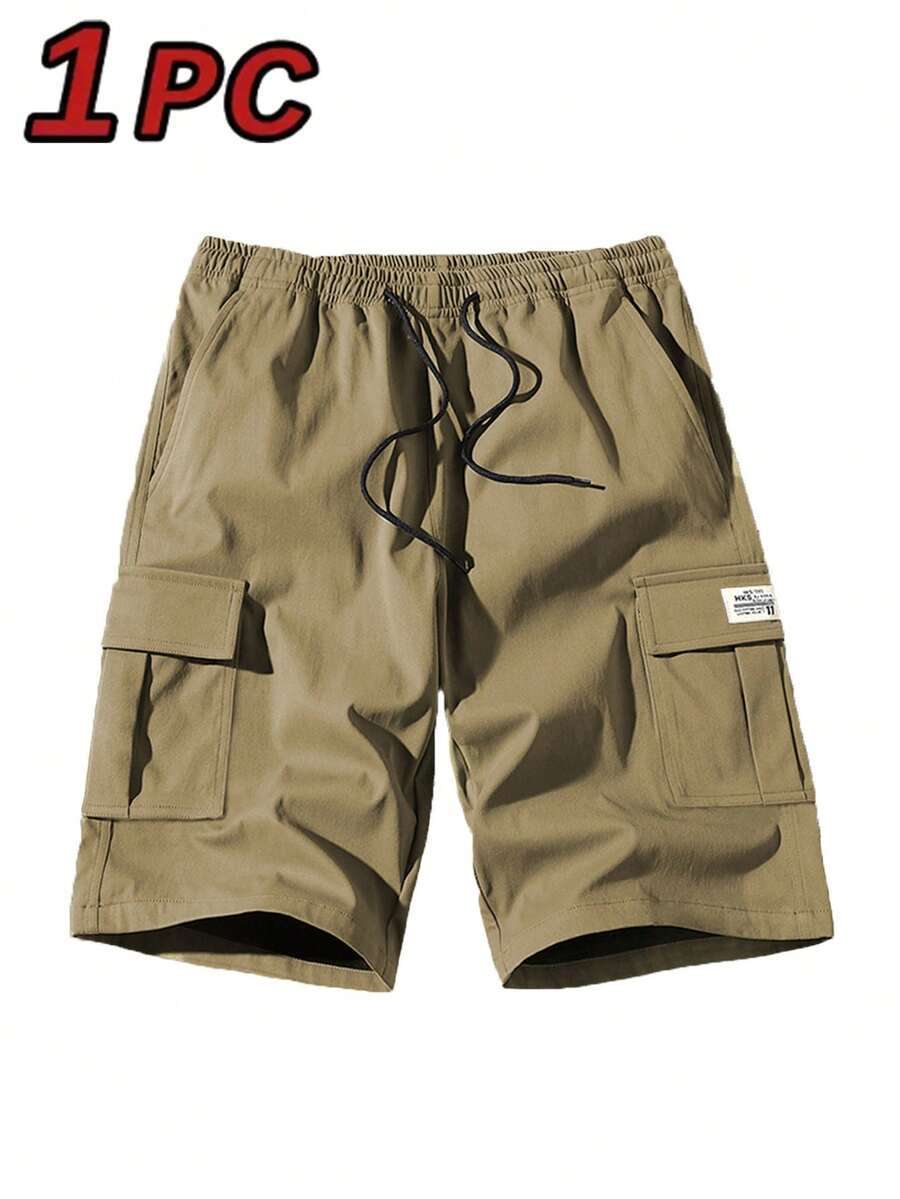男士休闲工装短裤，多色涤纶，抽绳腰部，可调节肩带，松紧腰身，多个口袋，适合健身房、锻炼、休闲活动，耐用面料，宽松短裤