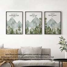 3 Stücke christliche Kinderzimmer Dekoartikel Baby Bibelvers Wandkunst Aquarellprint Bibelvers Muster Natur-Themen Wandkunst Wald Kinderzimmer Dekoration Vintage-Stil Heimdekoration gerahmte Wandkunst Wohnzimmer Dekoration Raumdekoration Heimdekoration